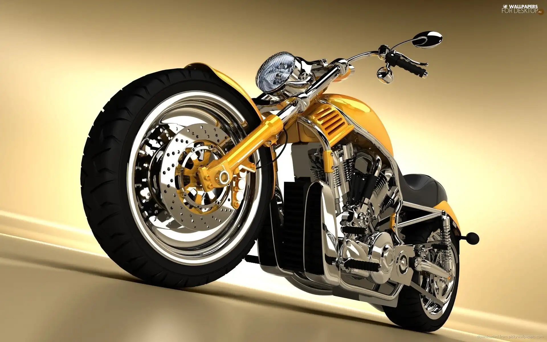 Harley Davidson, Yellow, motor-bike, Chopper