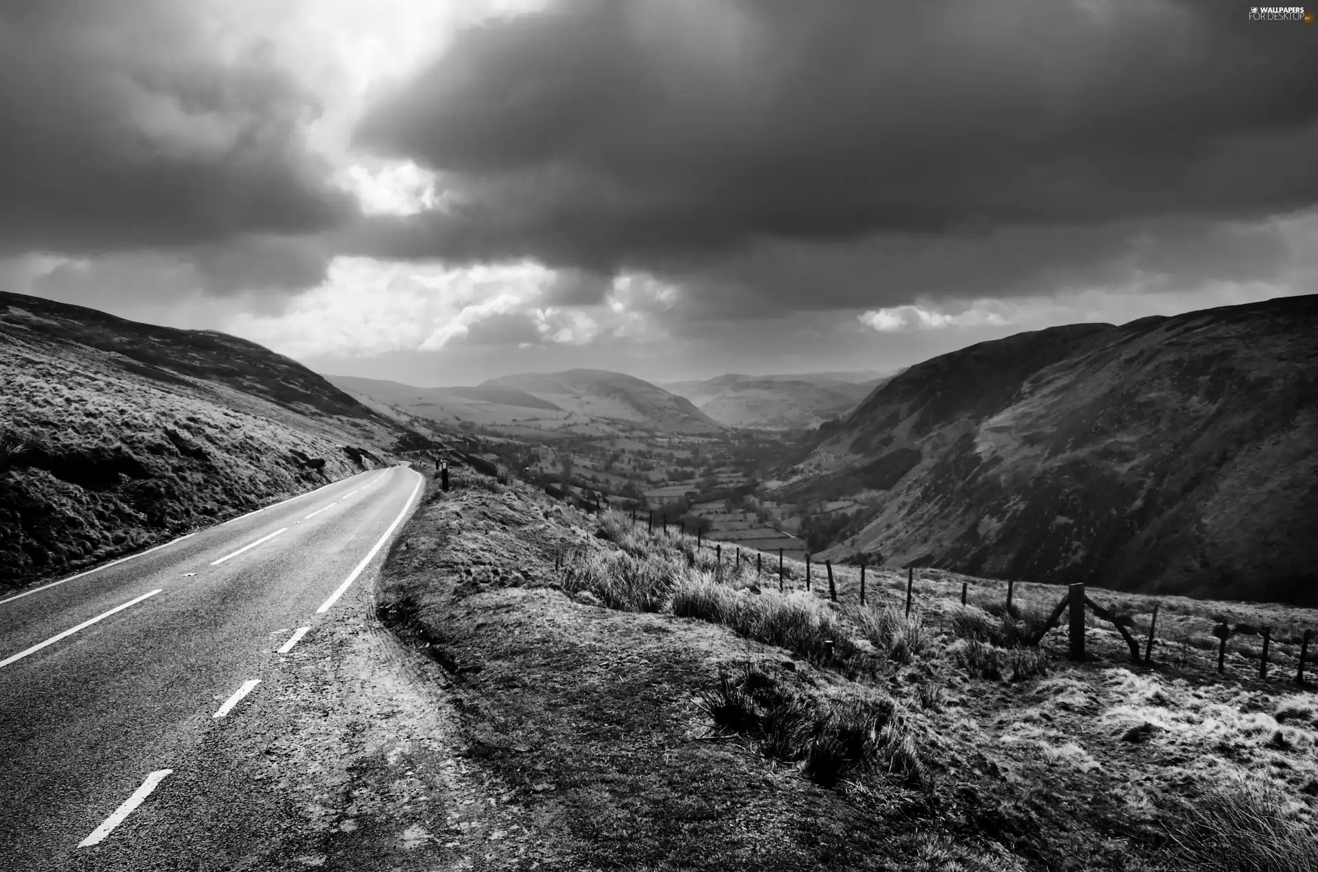 Mountains, Way, clouds