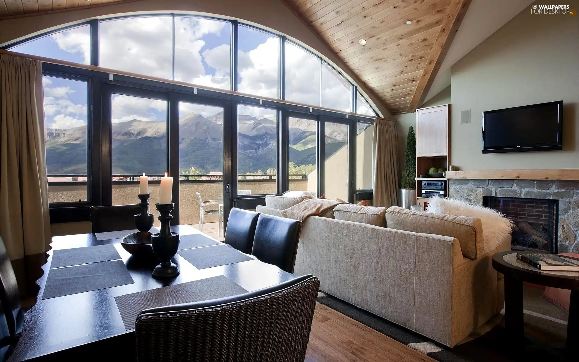 interior, Viewing Window, Mountains, furniture