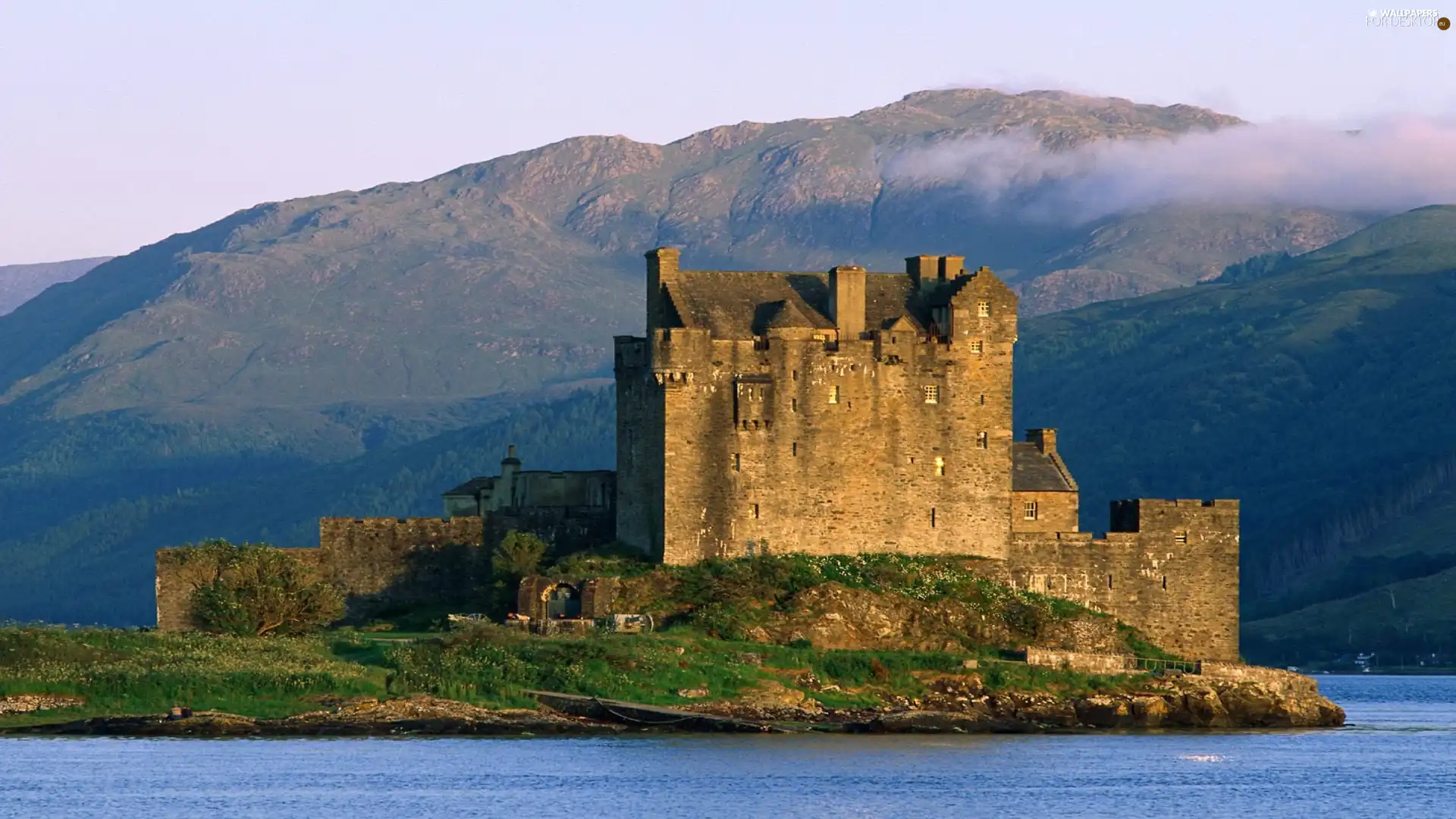 mountains, Castle, Island