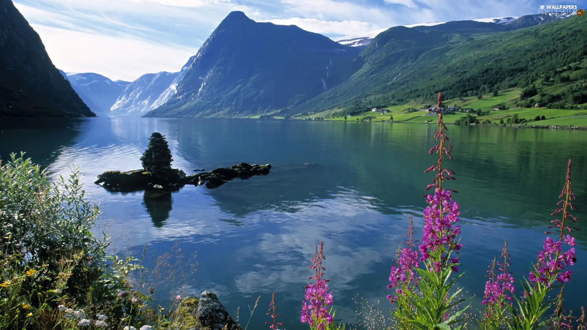 lake, Norway, Mountains, Jolstravatnet