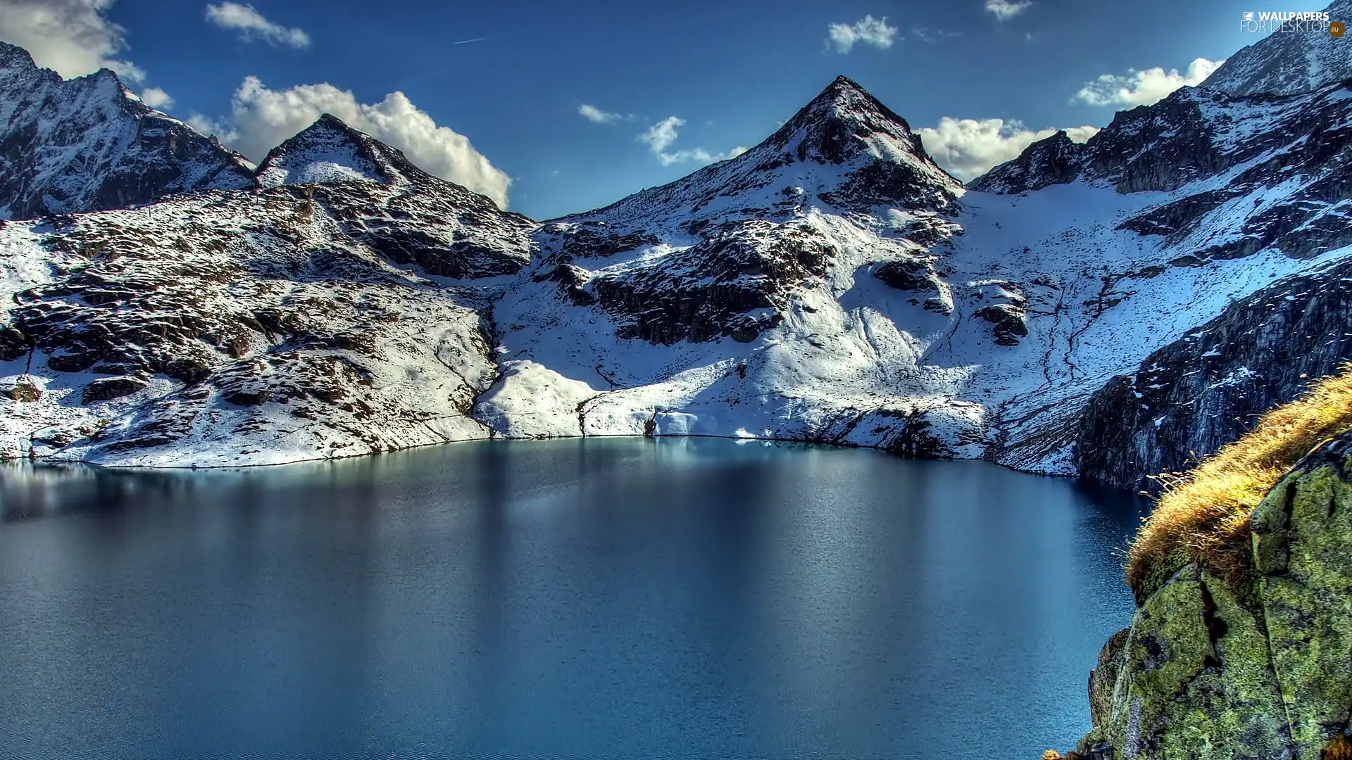 Mountains, lake, Ötztal, Alps