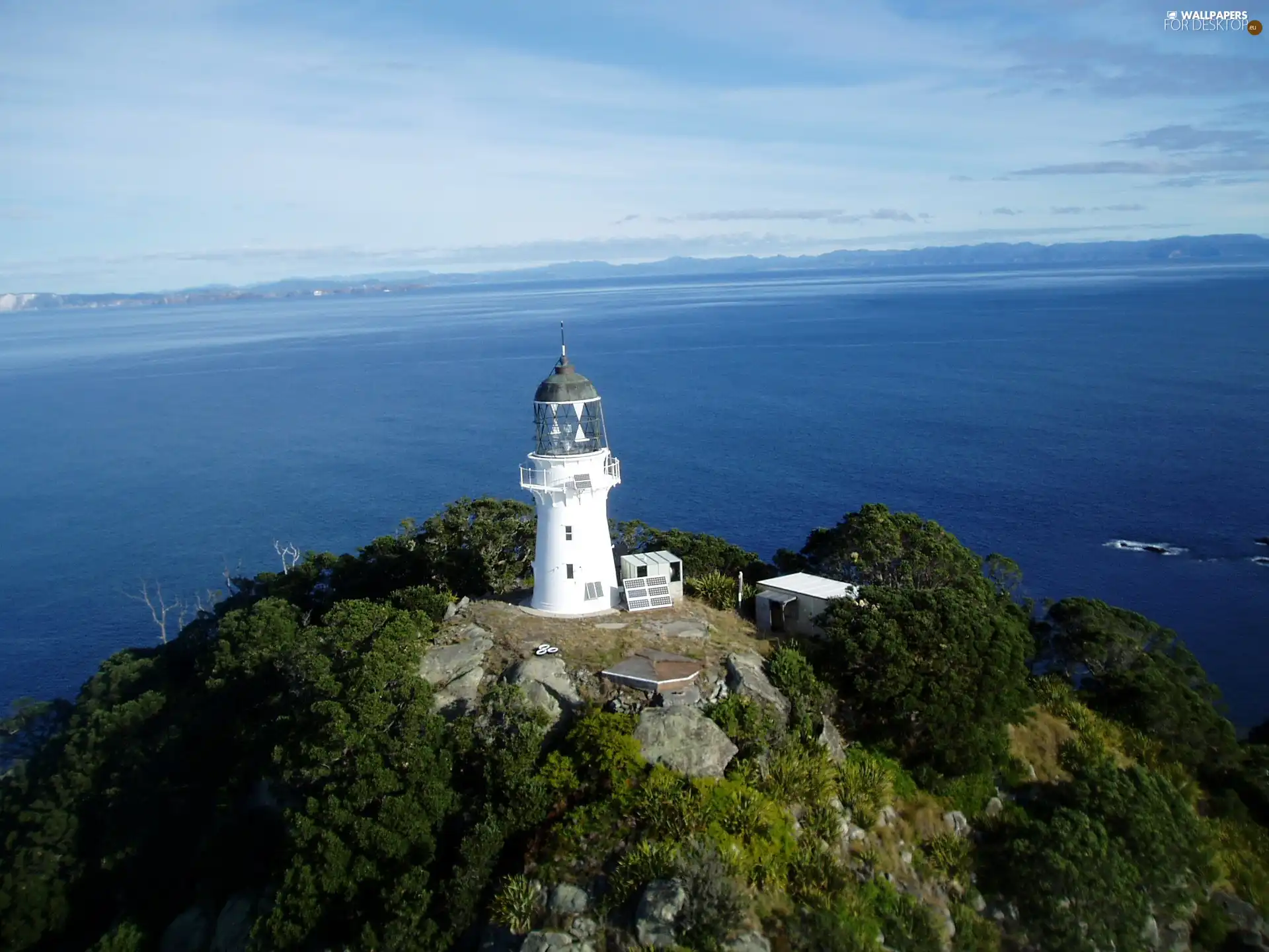 Lighthouse, sea, mountains, maritime