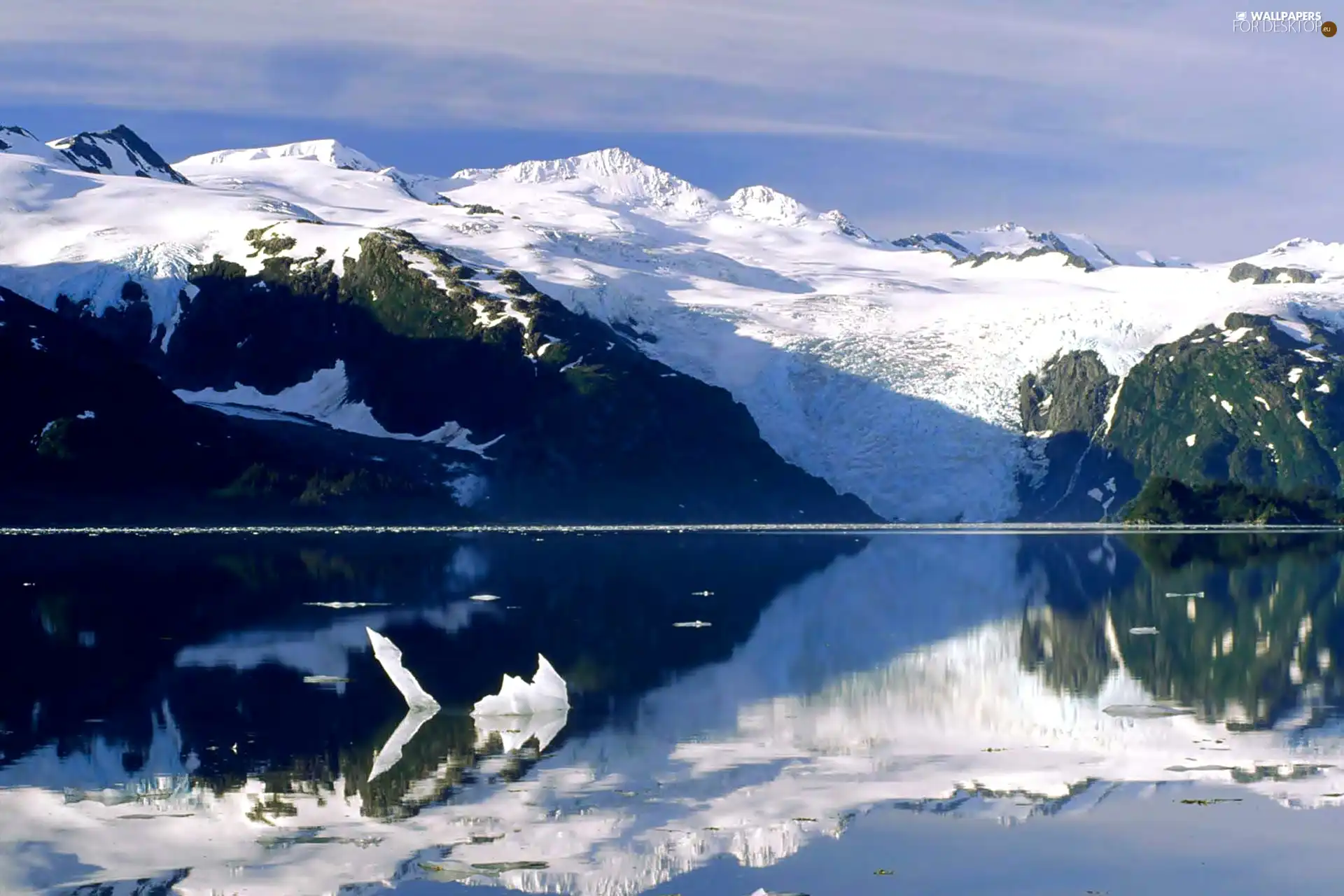 Mountains, lake, reflection