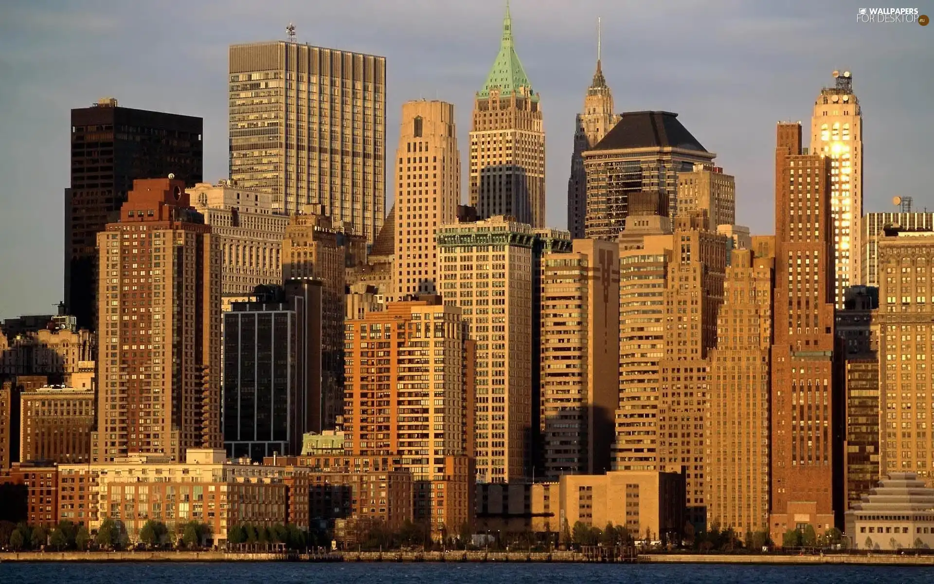 New, Jork, skyscrapers, clouds, Town