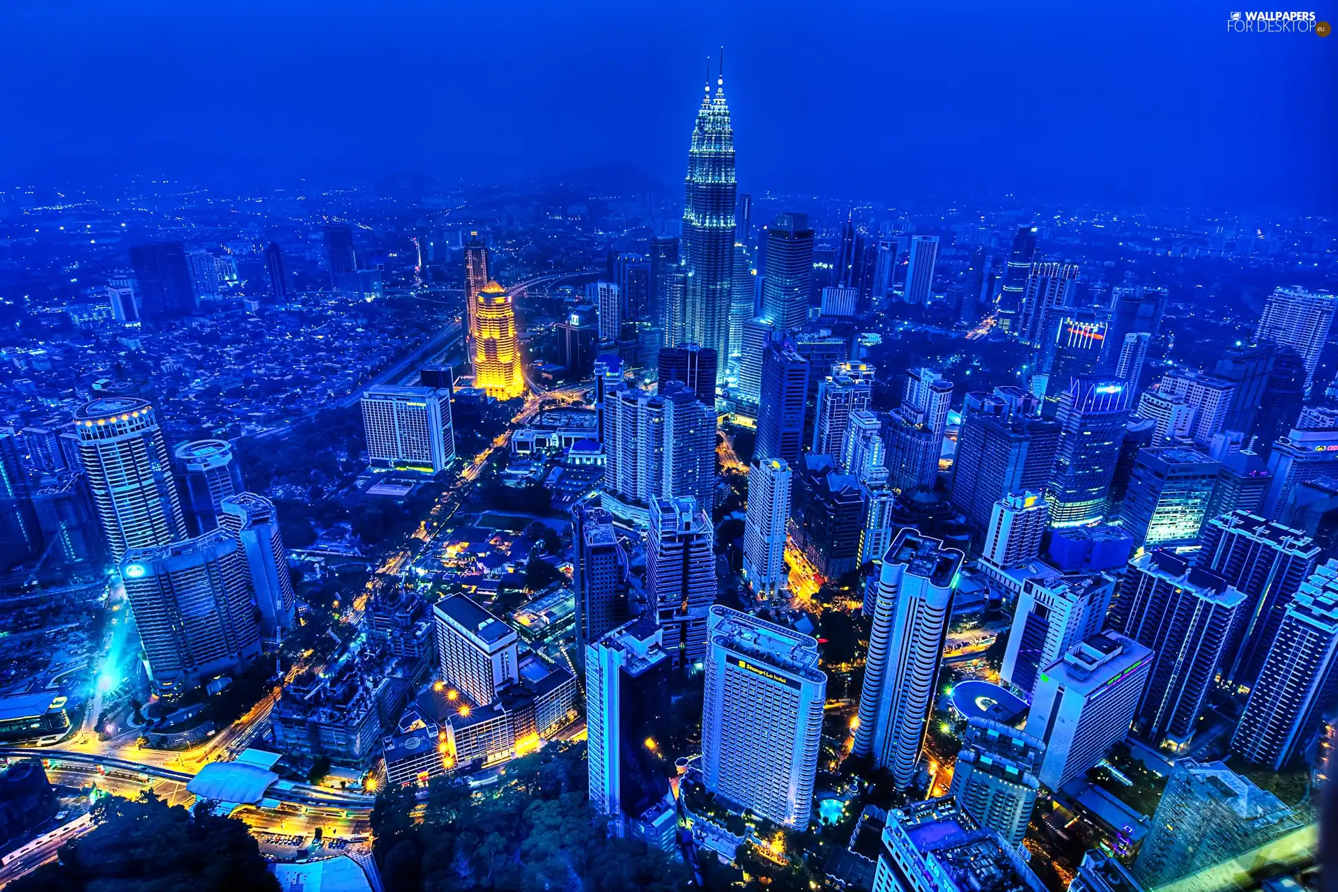 Night, skyscrapers, clouds