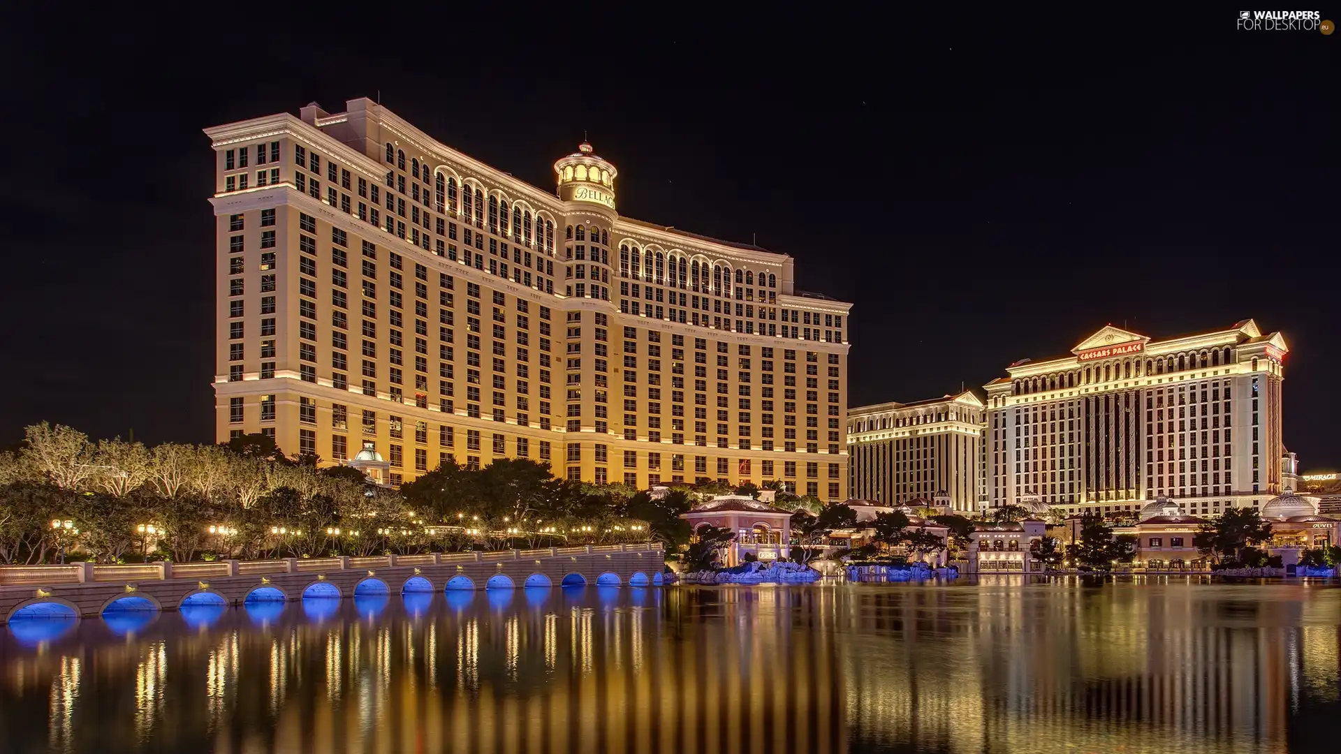 Hotel hall, Las Vegas, Night, Bellagio