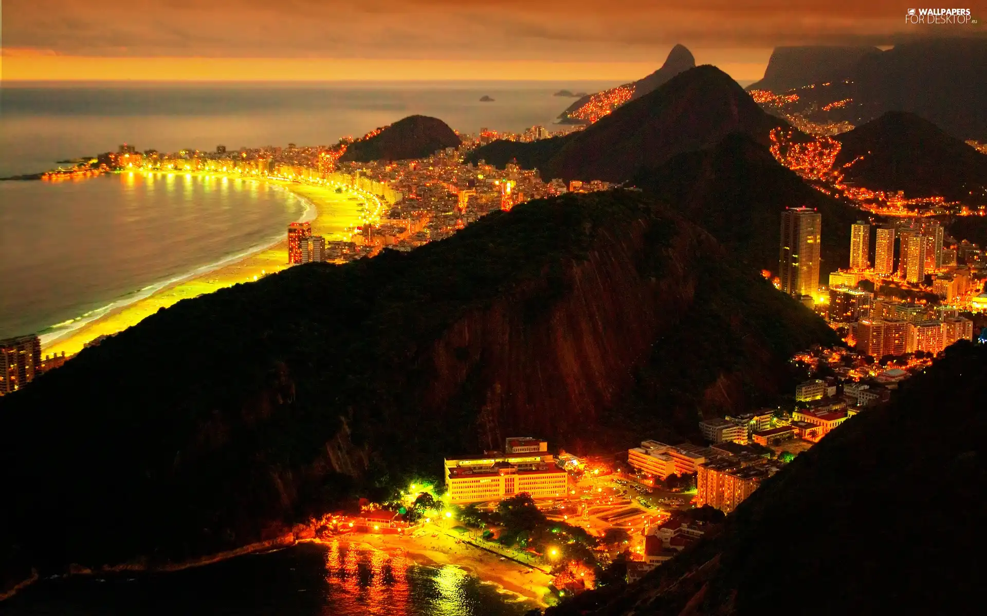 Rio de Janeiro, panorama, night, Brazil