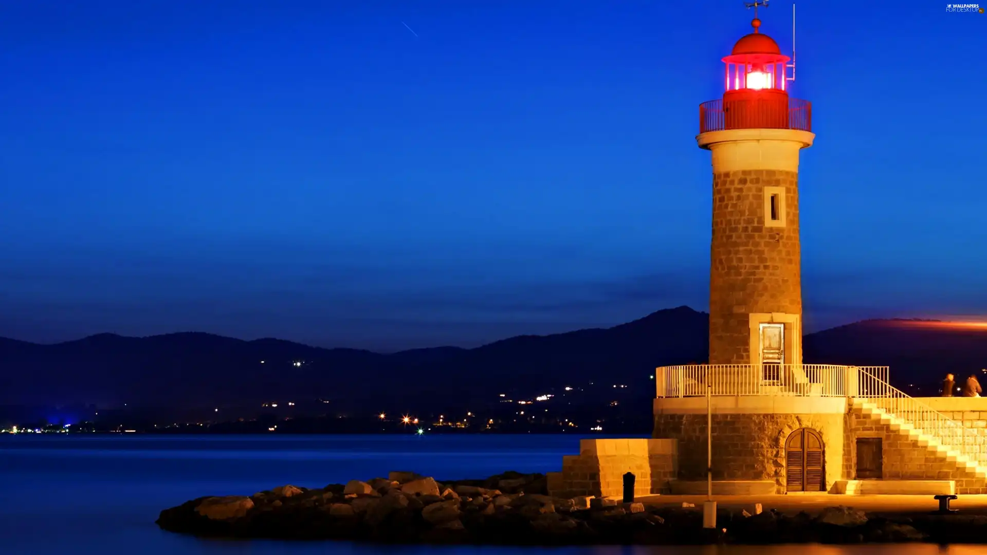 Night, Lighthouse, maritime