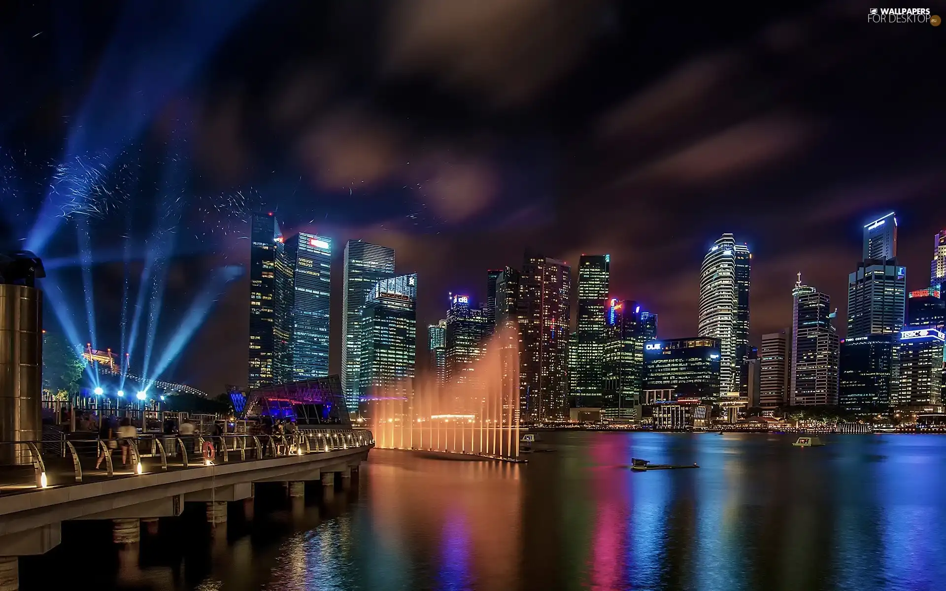 night, Singapur, Town