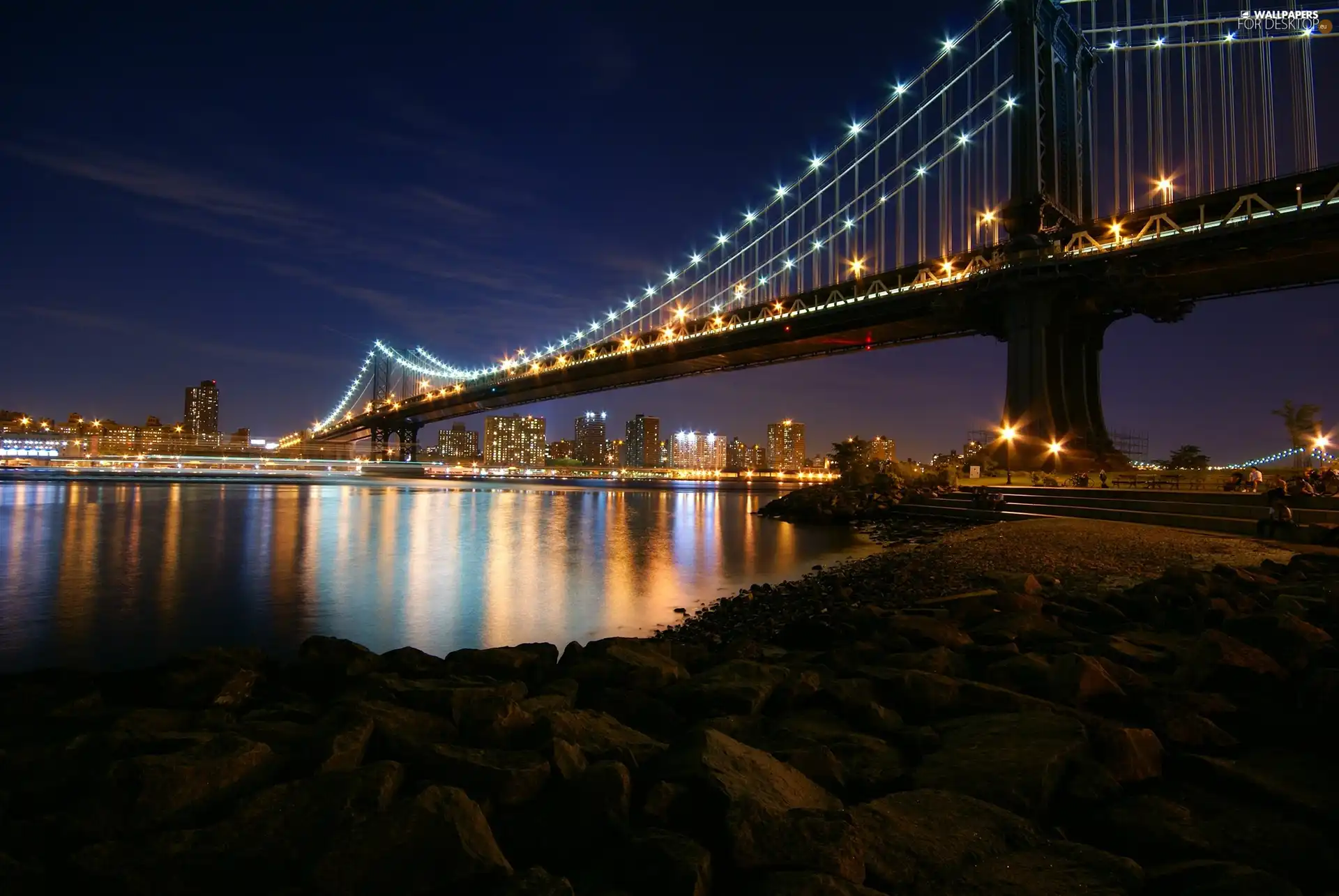 bridge, Manhattan Bridge, Nowy York, Night