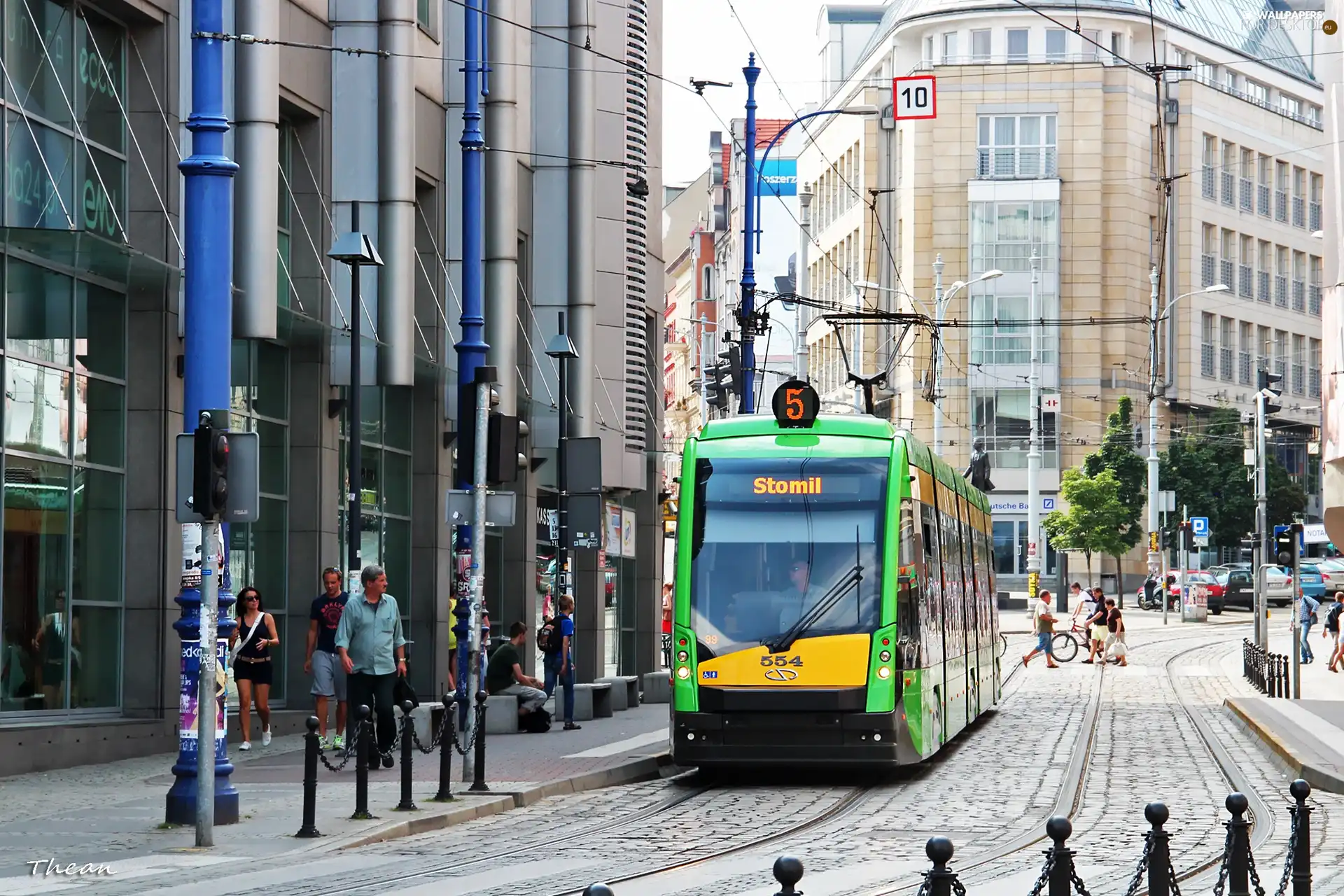 number, five, Poznan, tram, centre