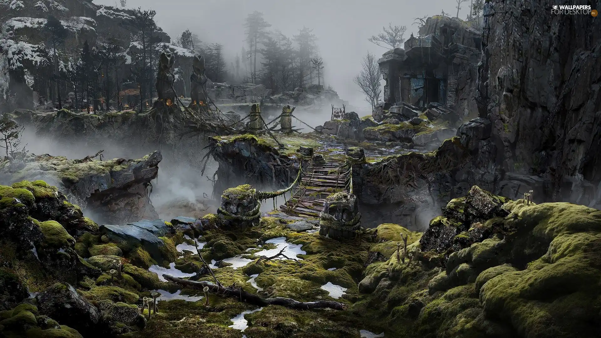 rocks, bridge, God Of War, scenery, game