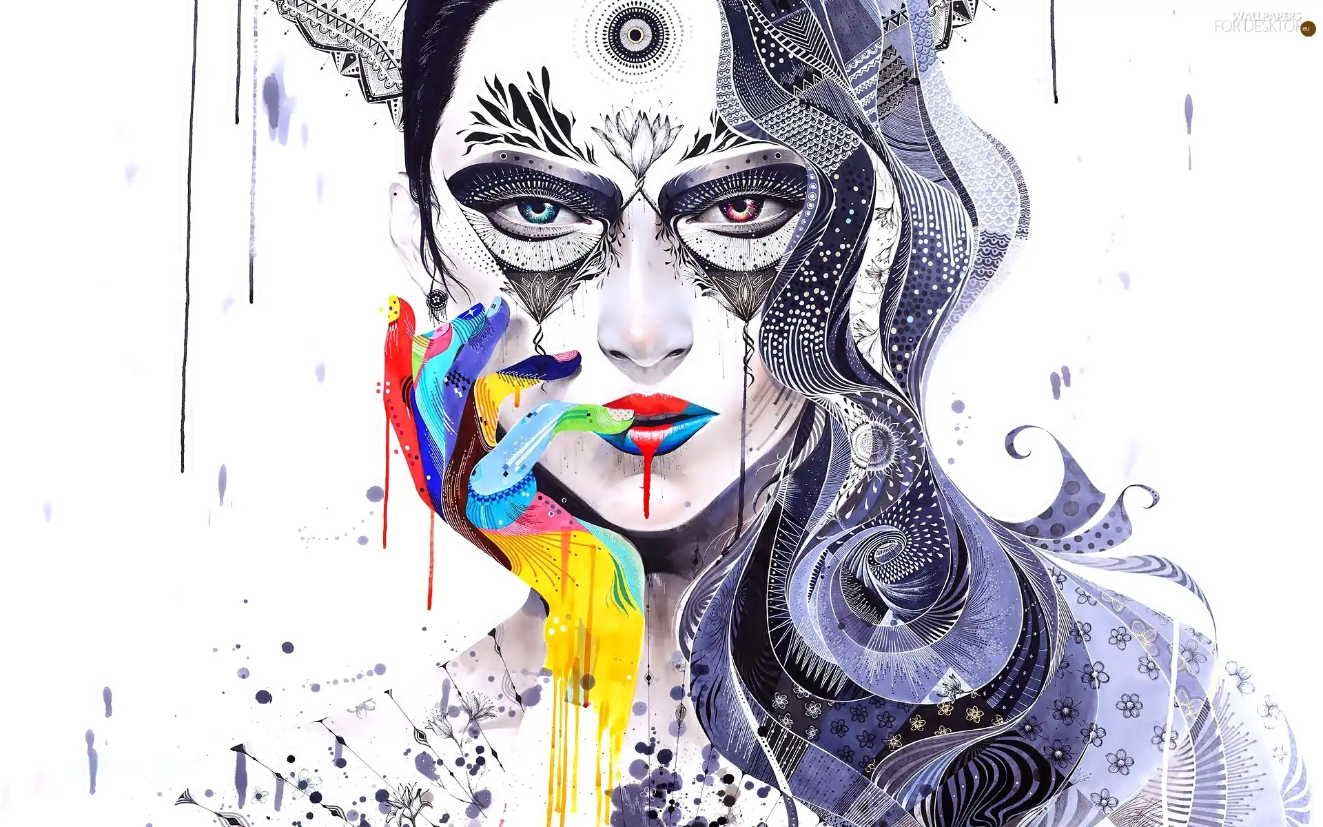 paint, 2D, Women, Coloured, graphics