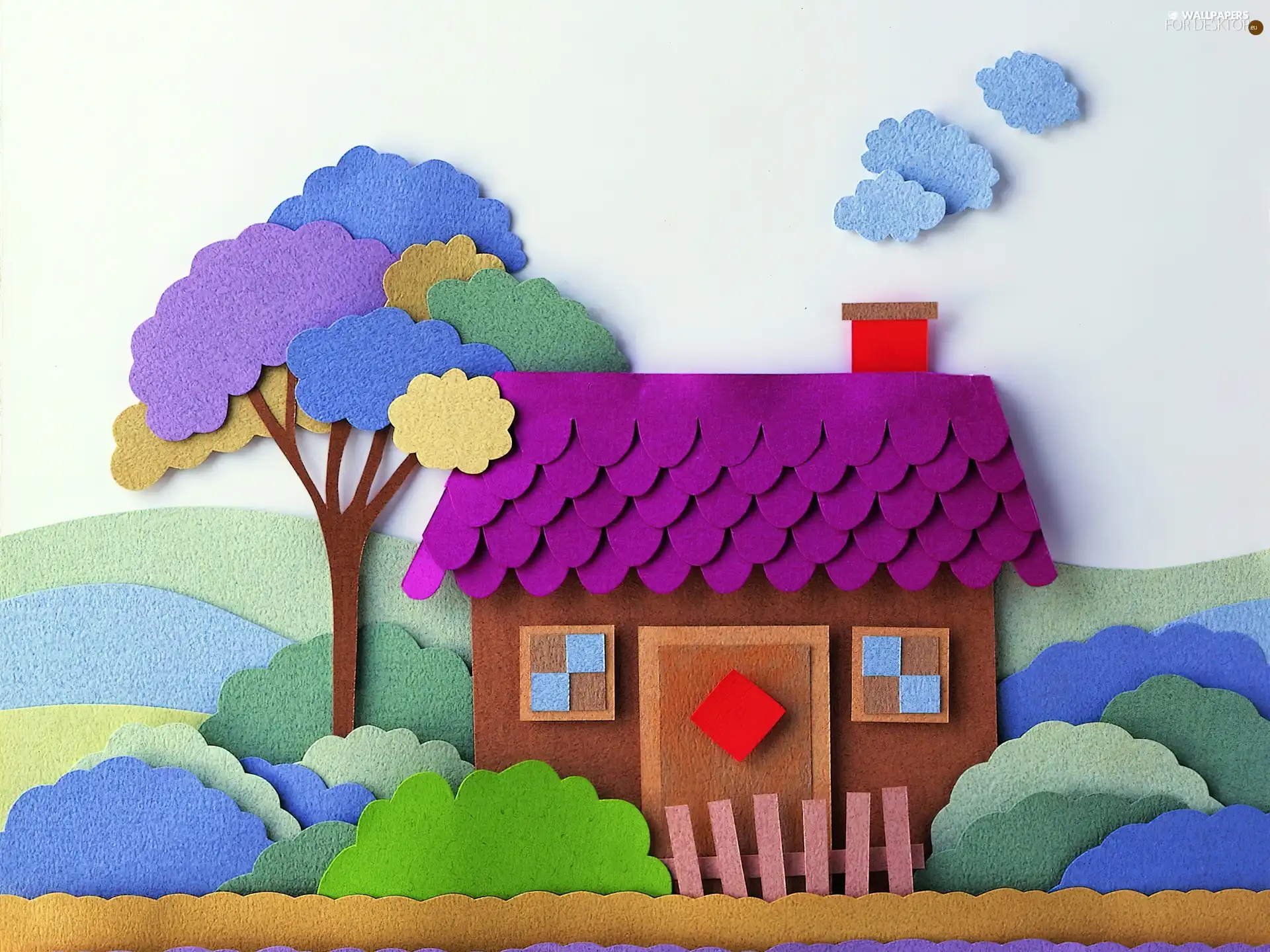 Home, Bush, Papier Art, trees