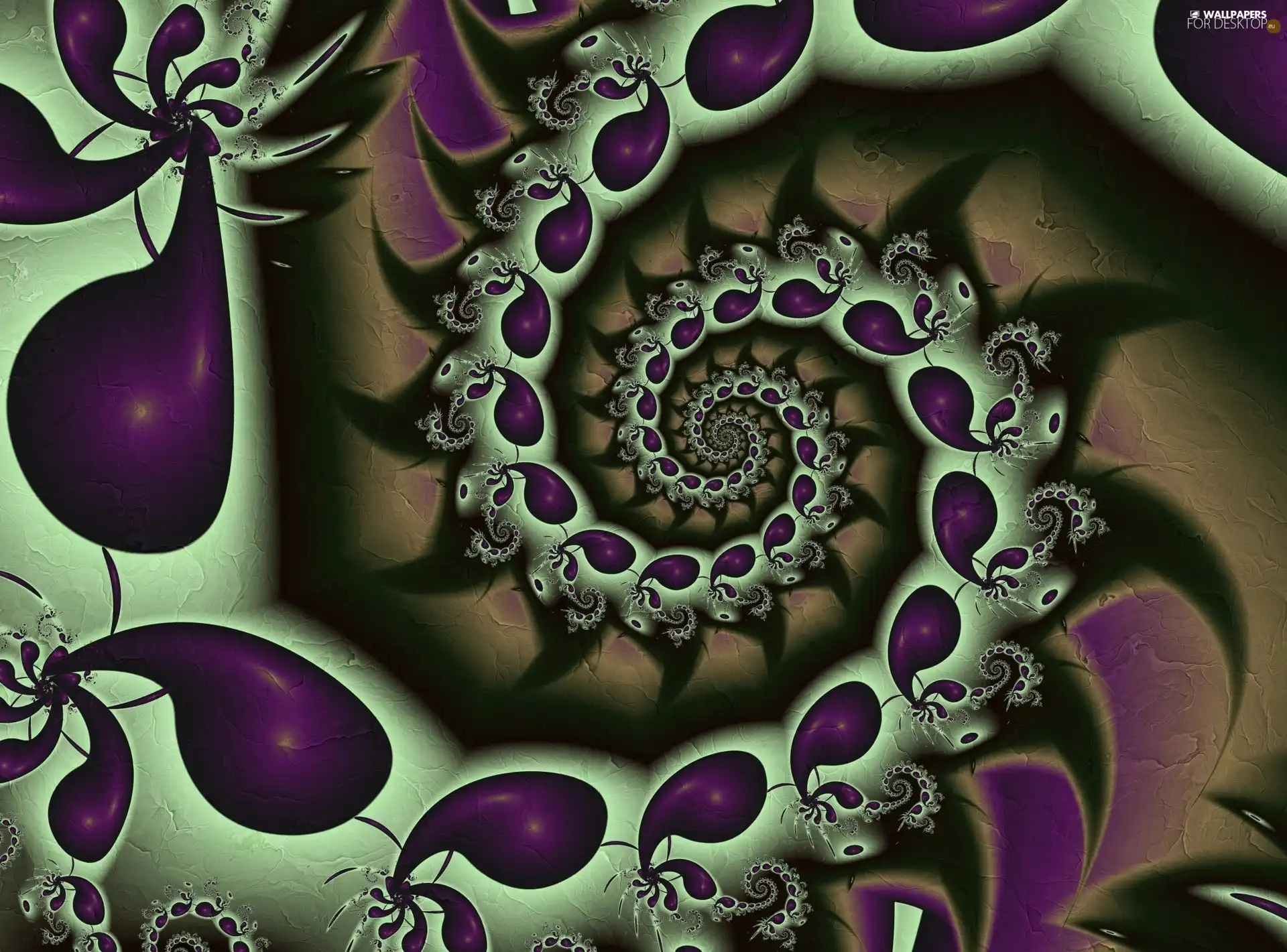 patterns, spirals, purple, green ones, Fraktal