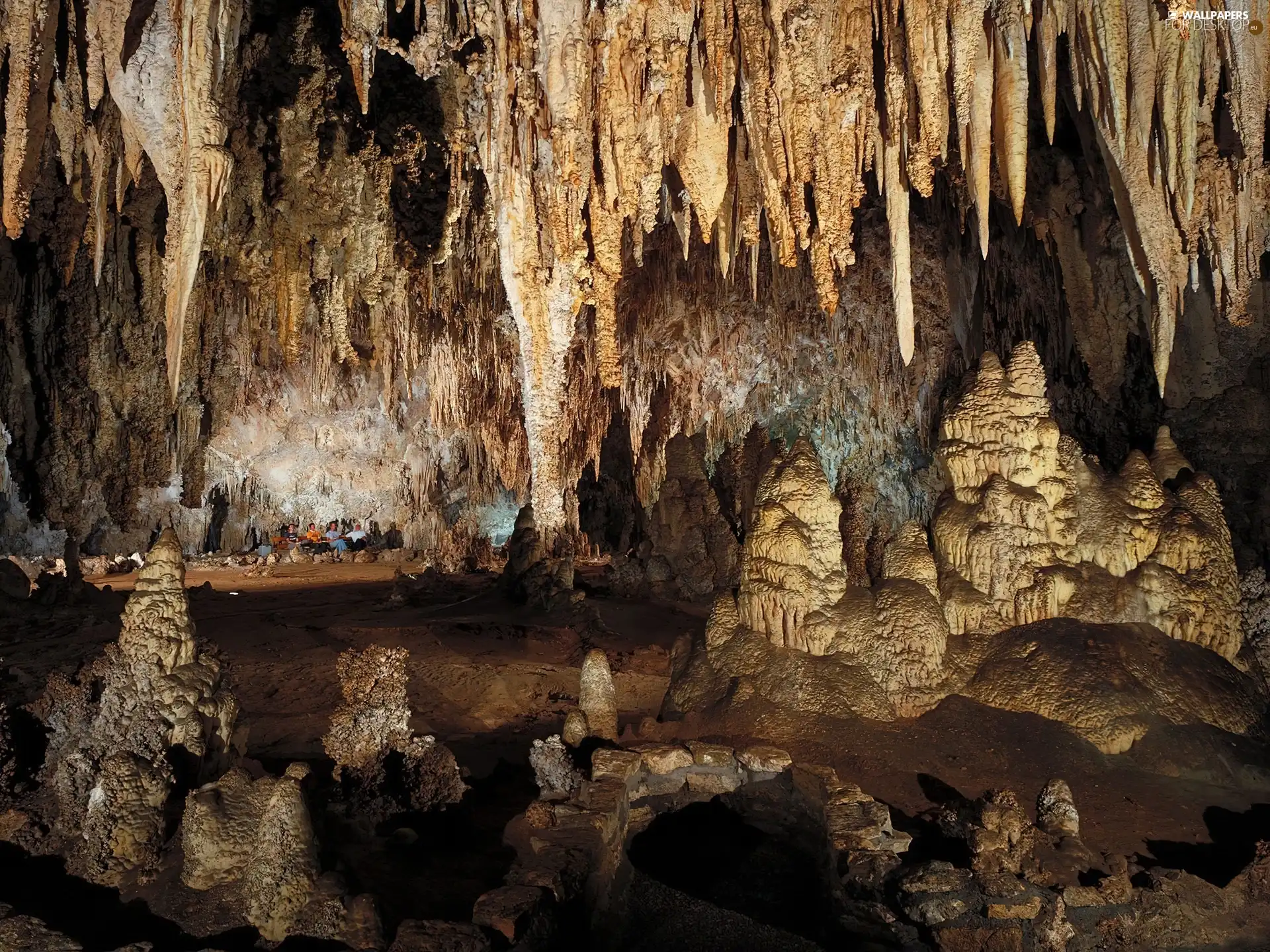 cave, stalactites, People, hanging