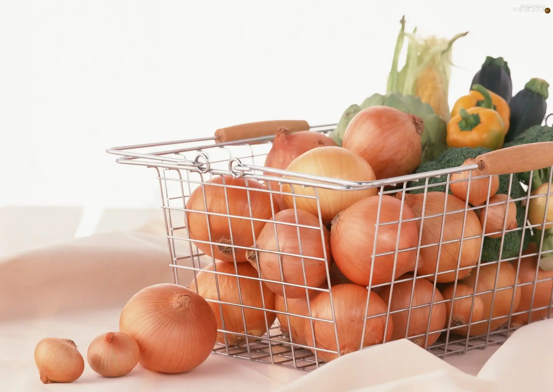 pepper, patisson, basket, bulb, Metal