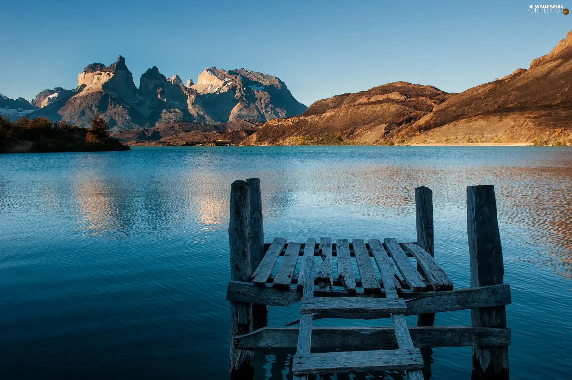 Platform, Mountains, lake