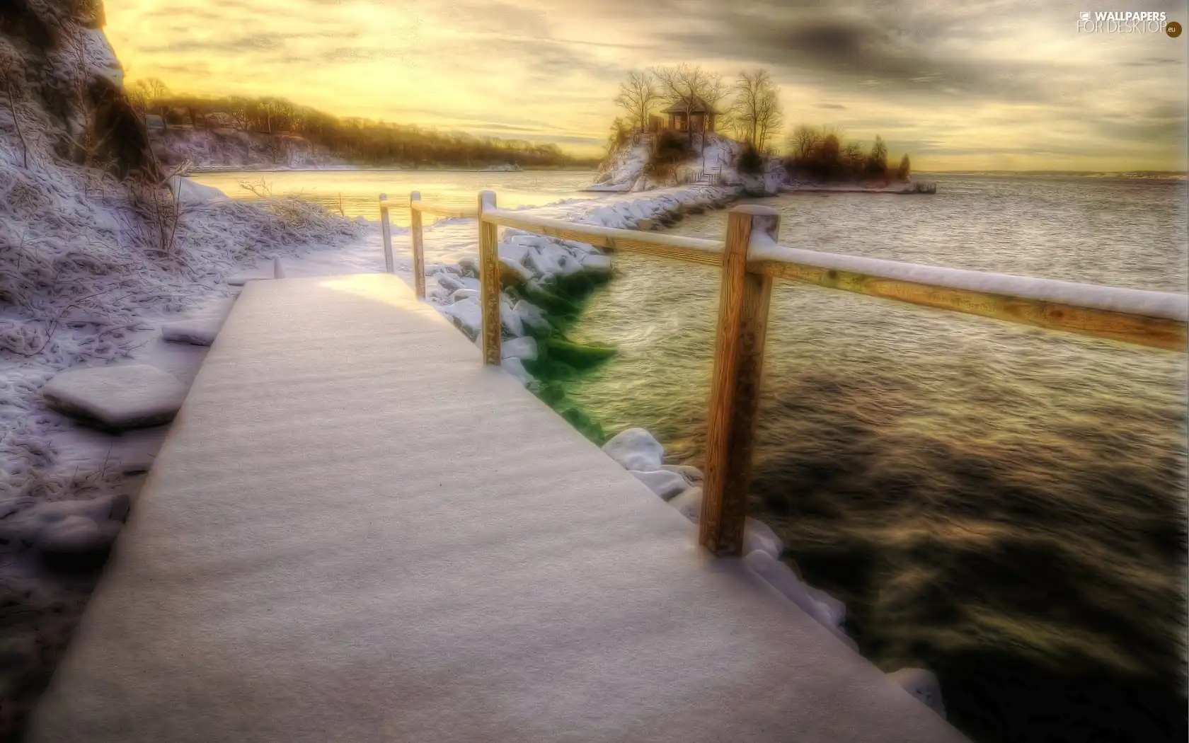 Platform, winter, sea