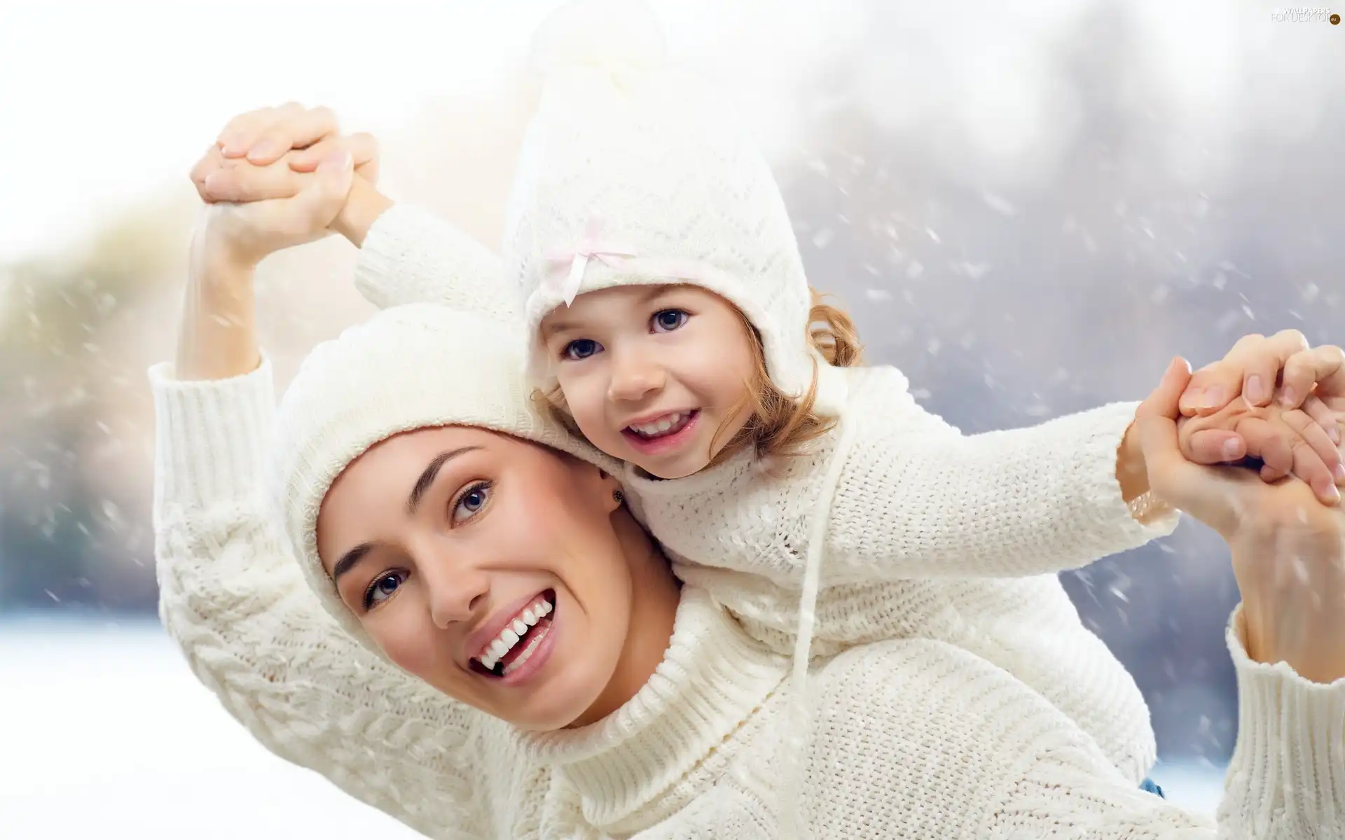 Women, Smile, play, Kid