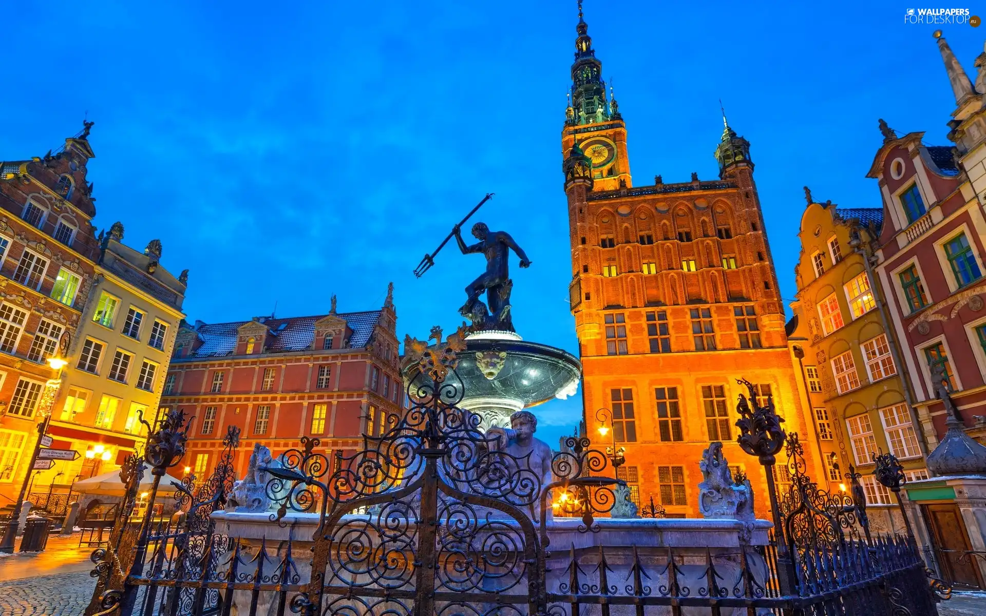 neptunium, Gdańsk, Poland, Lighted Townhouses
