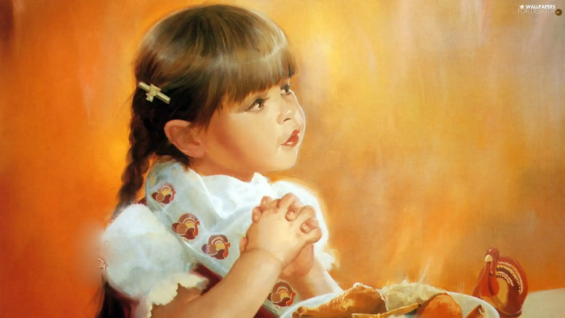 girl, prayer, Marta Dahlig, pigtail