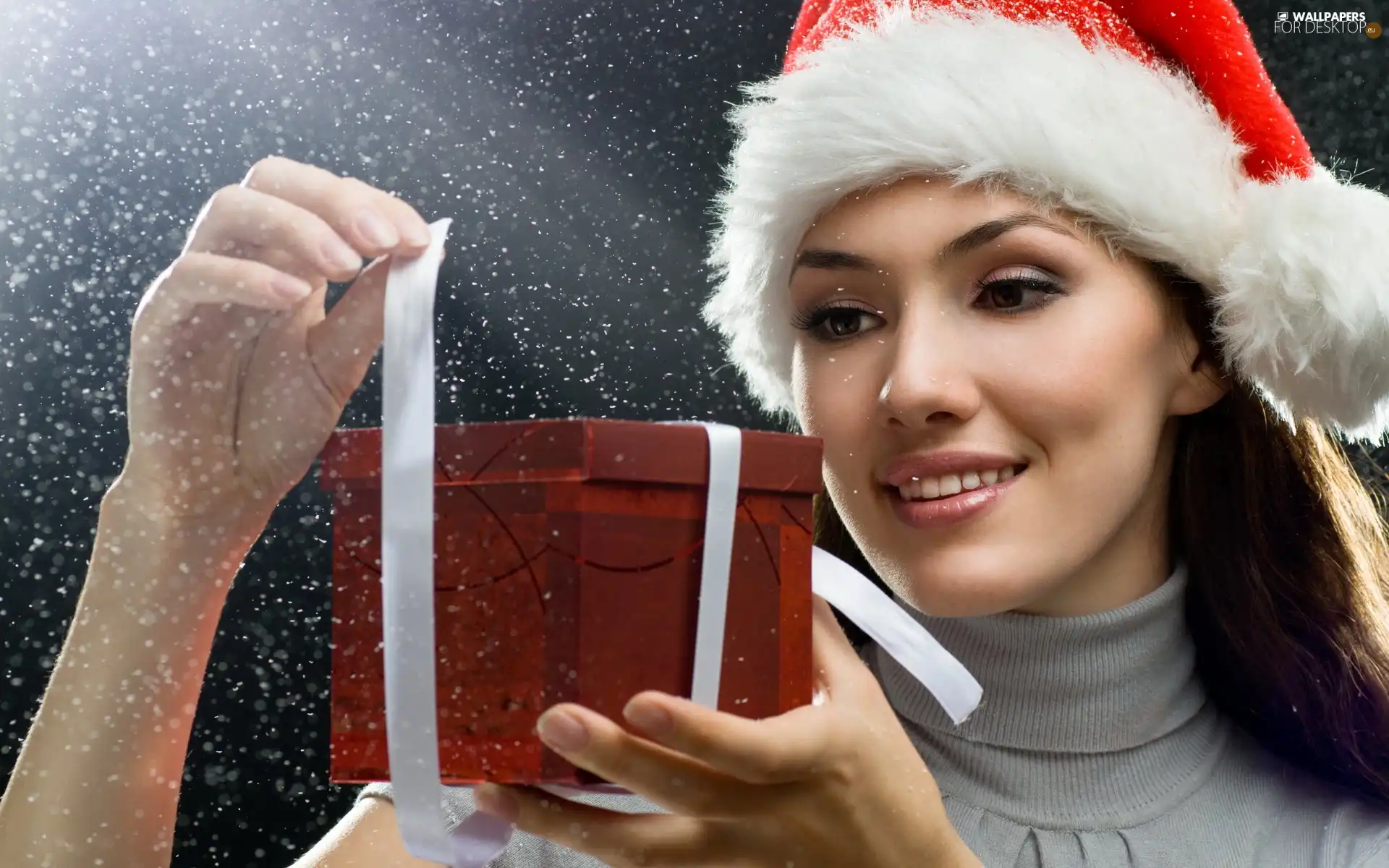 brunette, Hat, Present, red hot