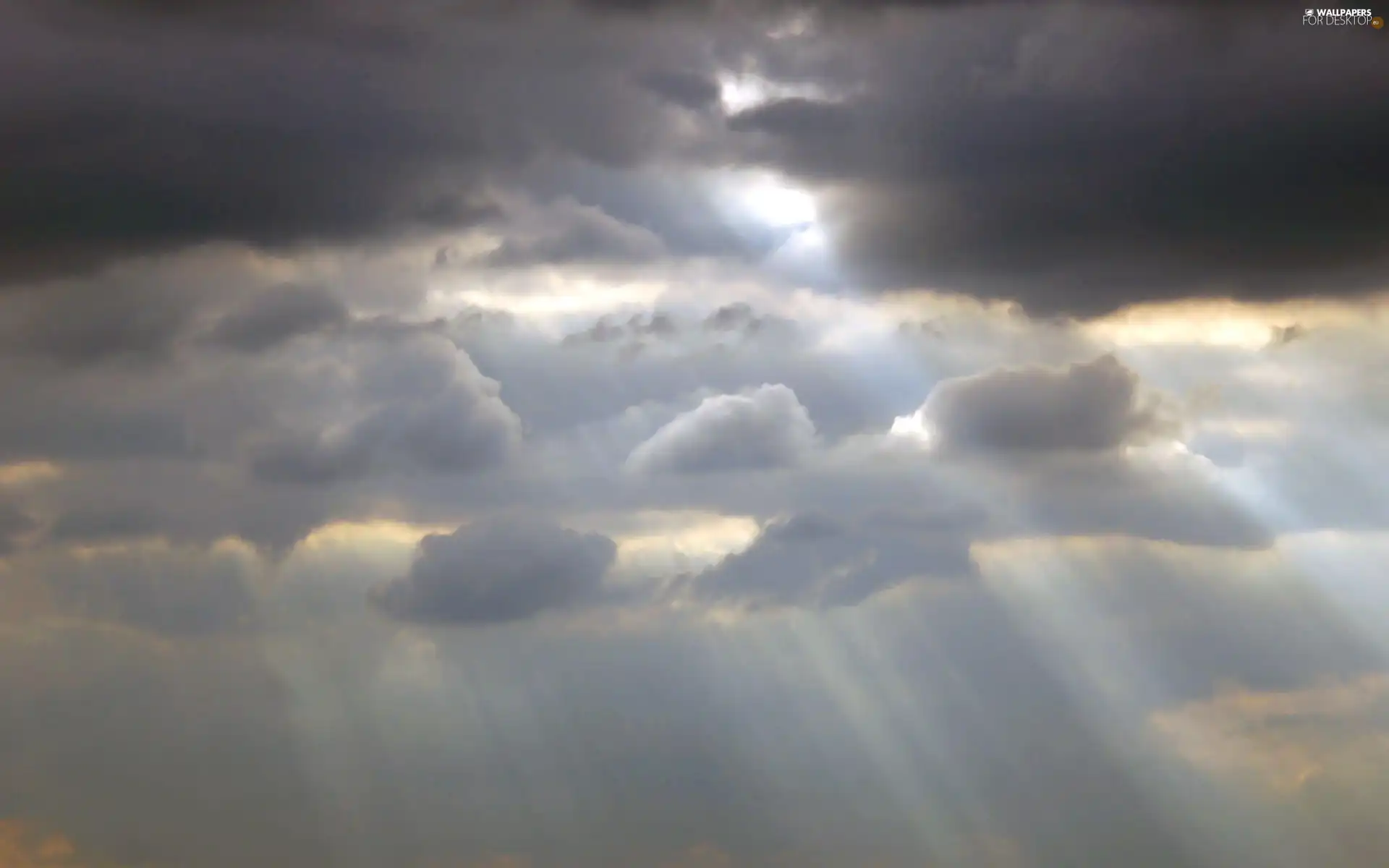 Przebijające, rays, Sky, clouds, cloudy