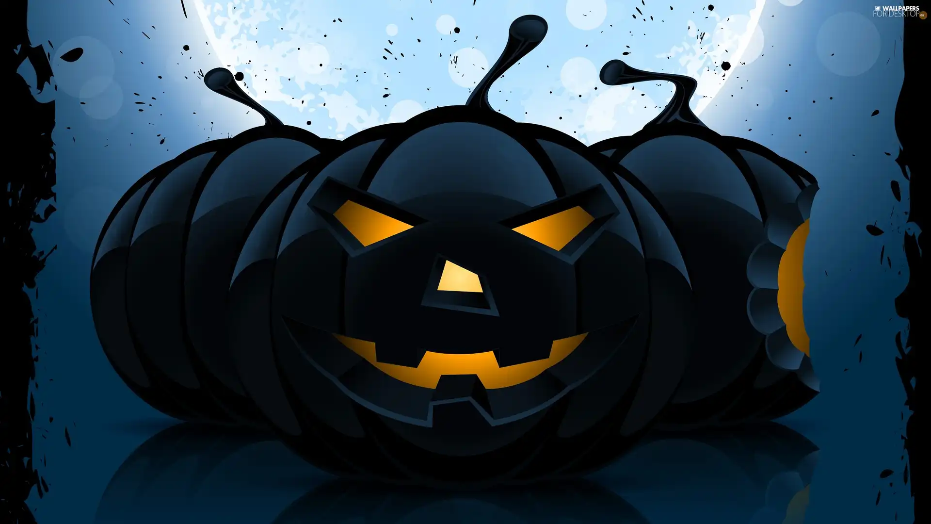 halloween, Black, pumpkin, Three