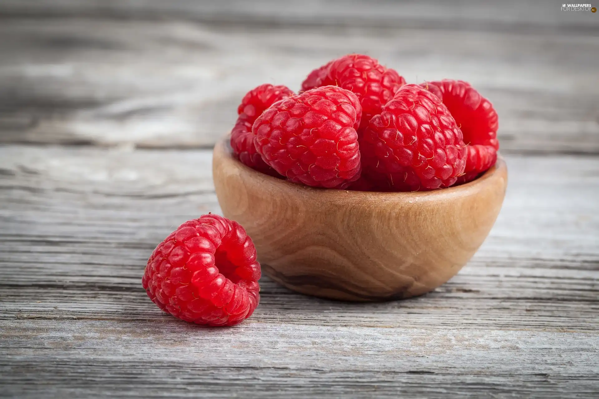 Wooden Bowl, Fruits, raspberries