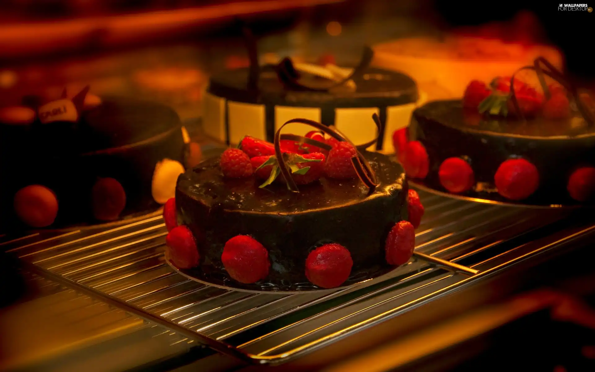 Cakes, Chocolate, raspberries, glaze