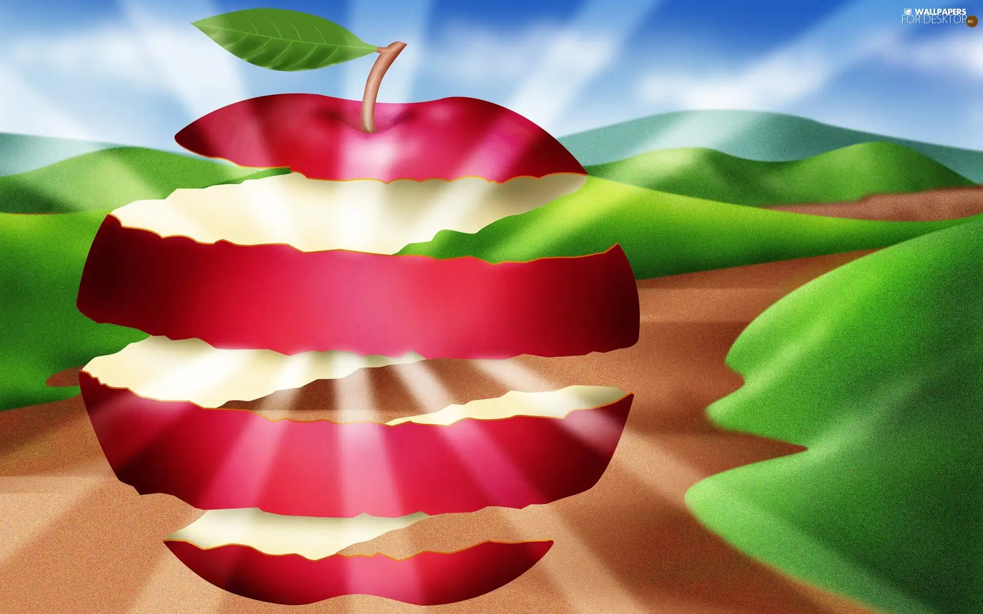 rays, Apple, skin