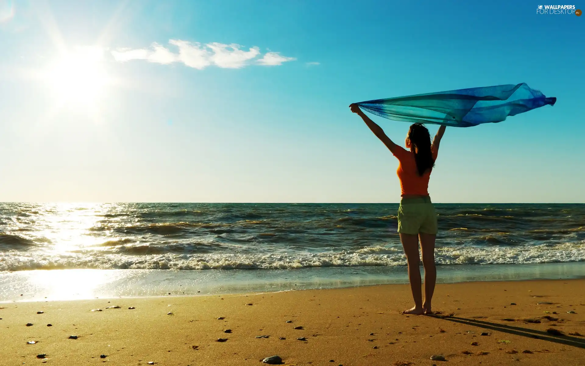 Women, sea, rays, Beaches