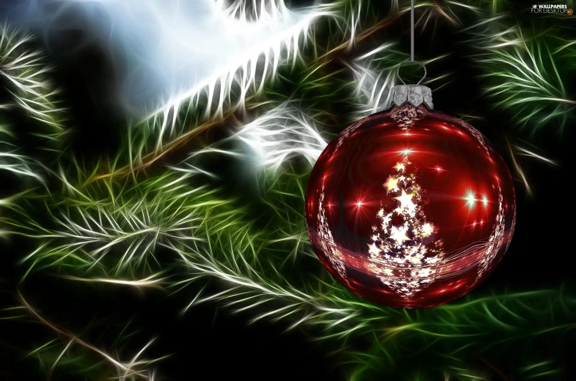 red hot, Christmas, Twigs, Fractalius, bauble, decoration