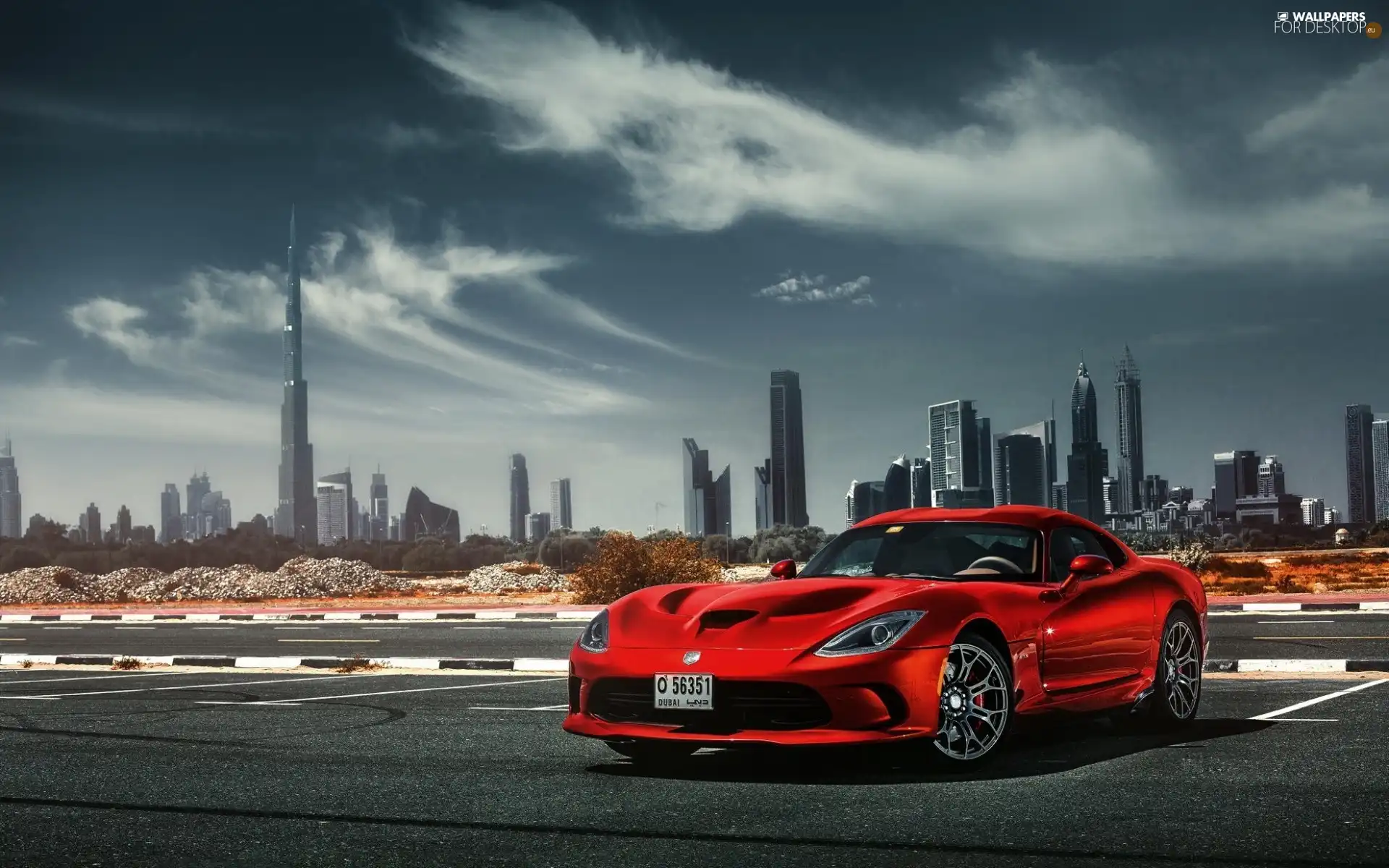Red, Sport, Burj Khalifa, Automobile, Viper, Dubaj, Town, Dodge