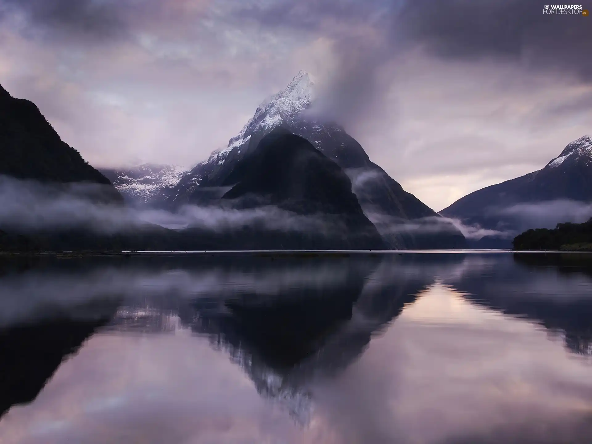 reflection, Mountains, lake