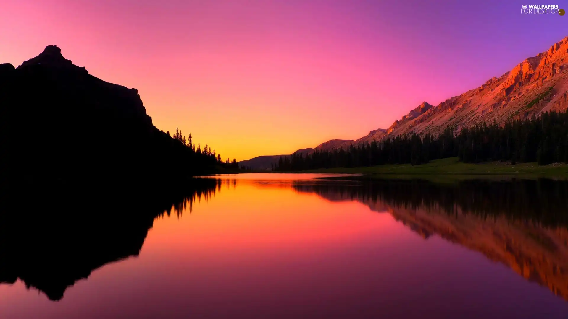 reflection, Mountains, lake