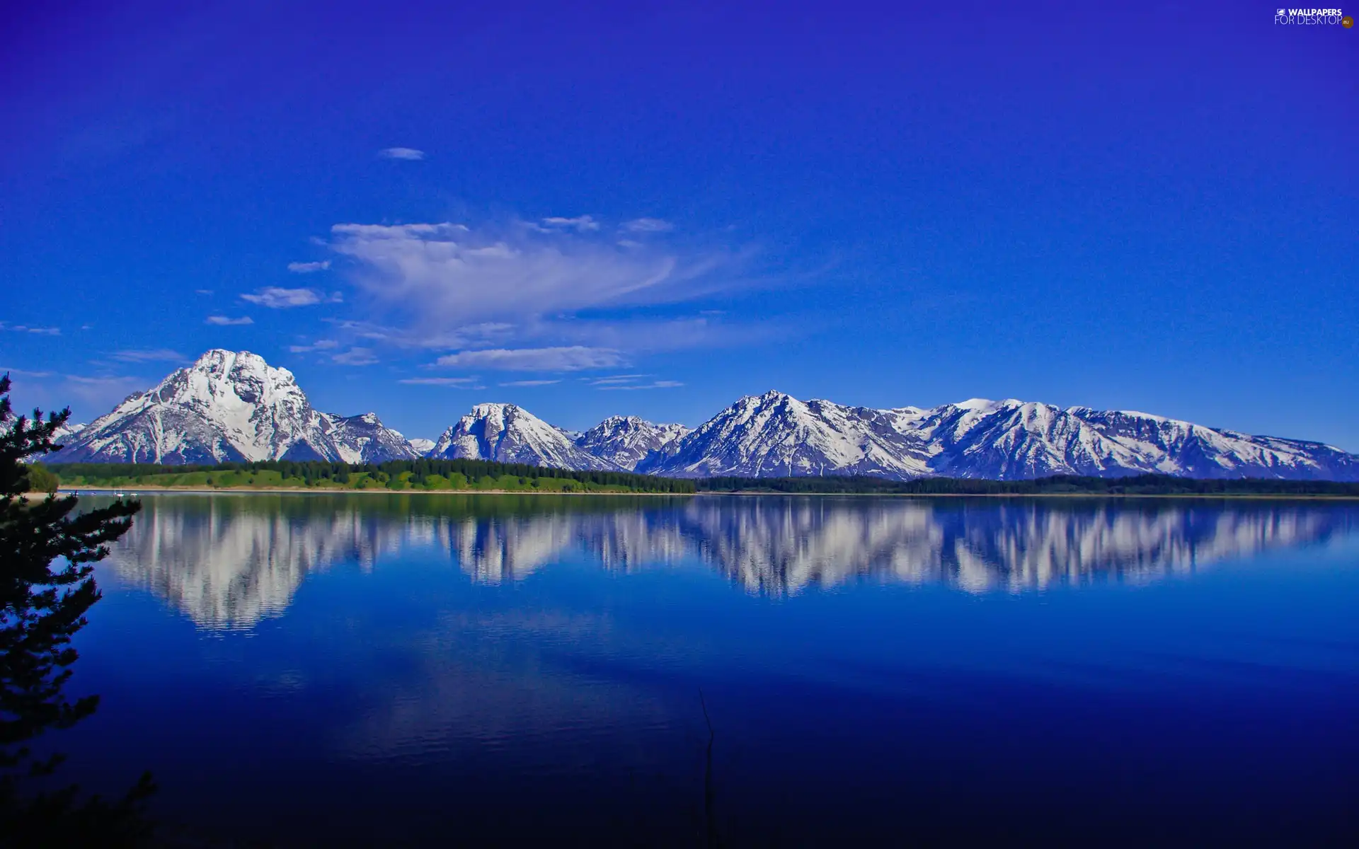 reflection, Mountains, lake