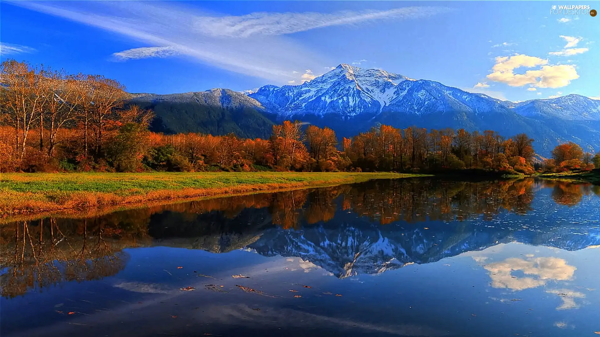 Mountains, lake, reflection, forest