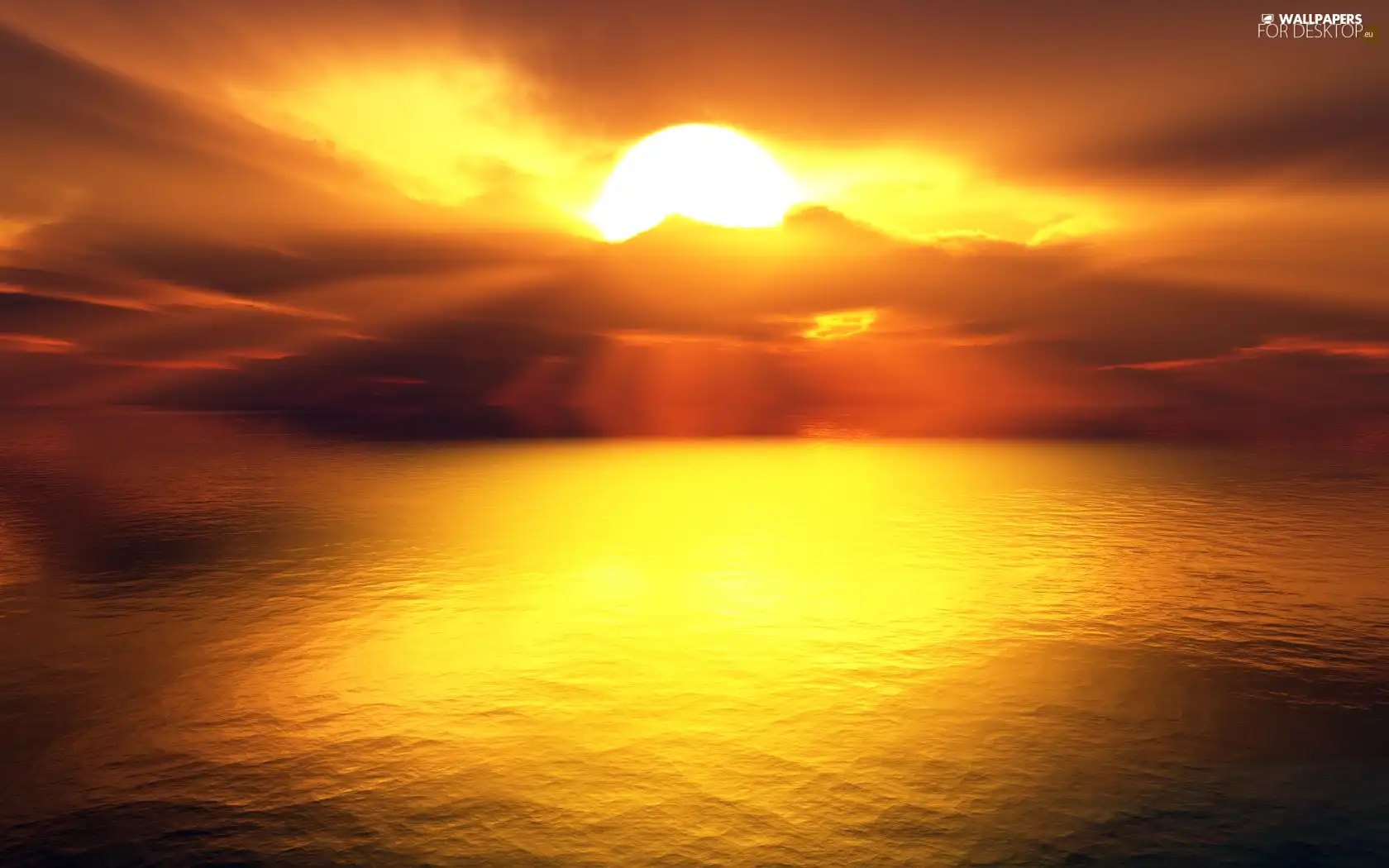 sea, sun, reflection, west