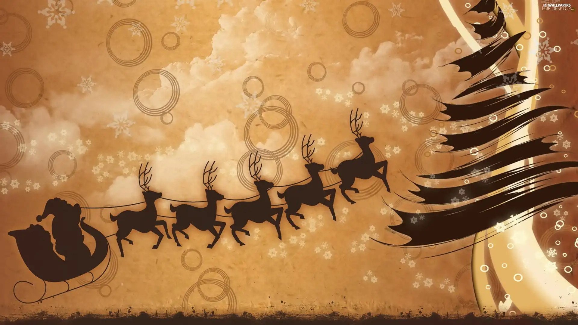 Christmas, sleigh, reindeer, Santa