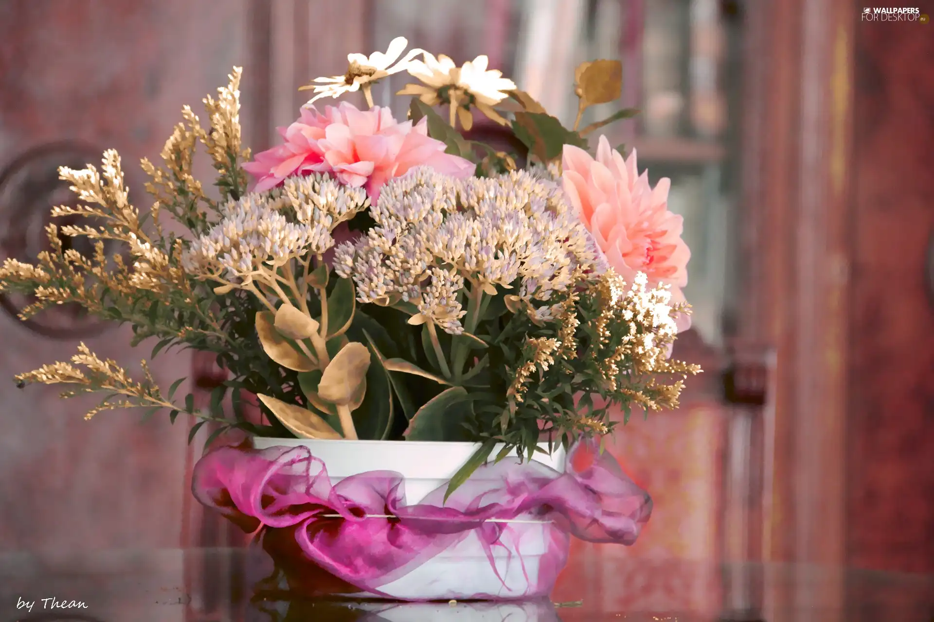 ribbon, bouquet, flowers