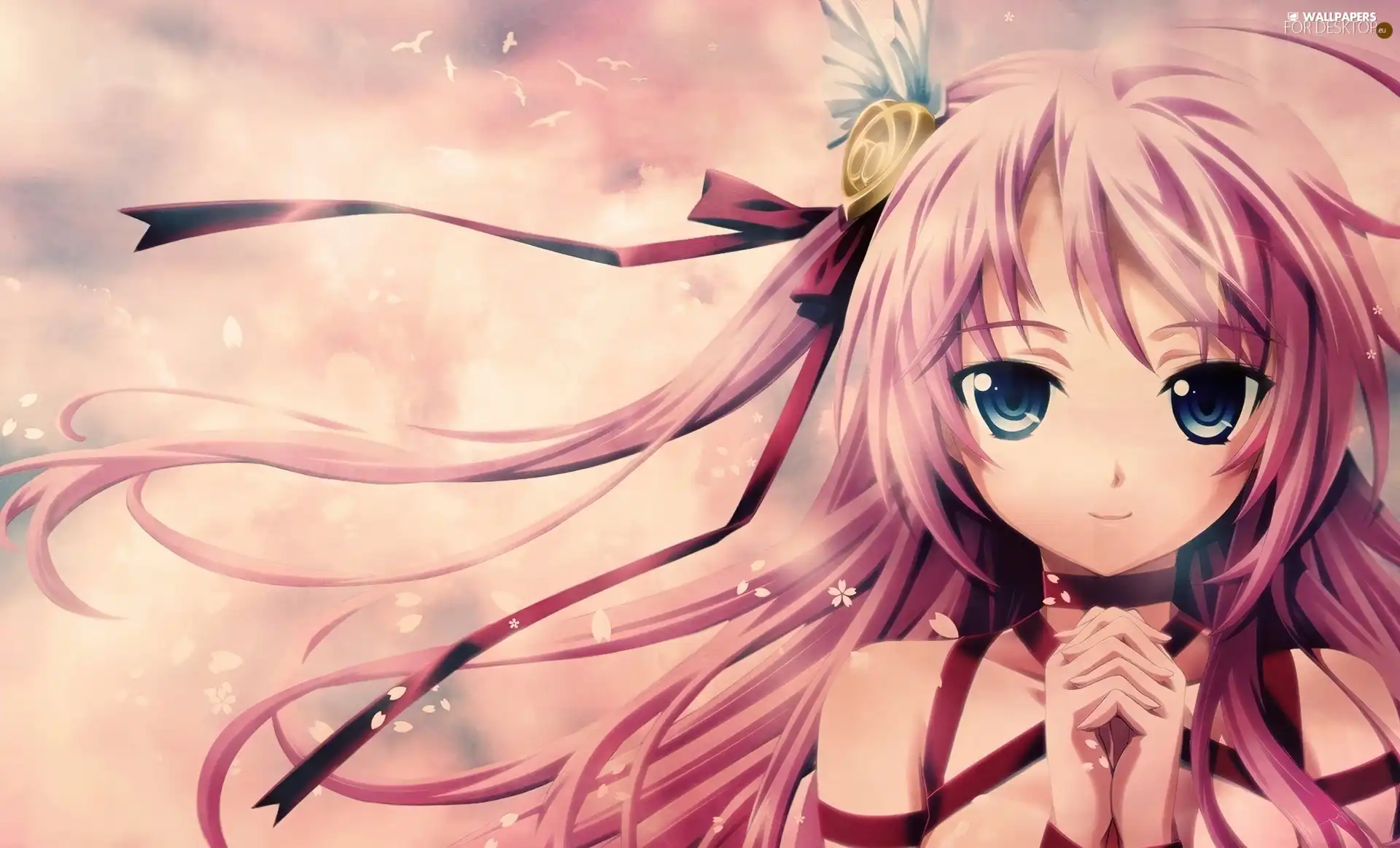 ribbon, girl, Hair