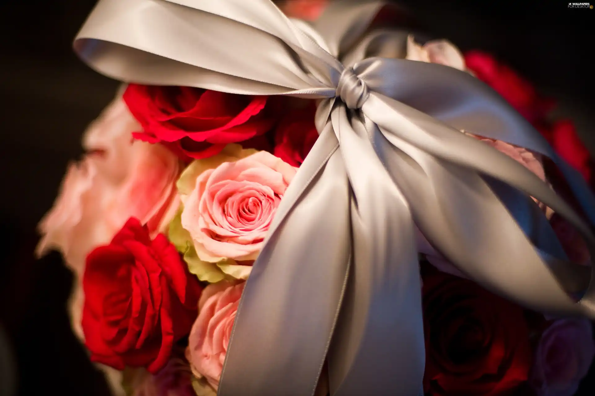 ribbon, bouquet, rouge