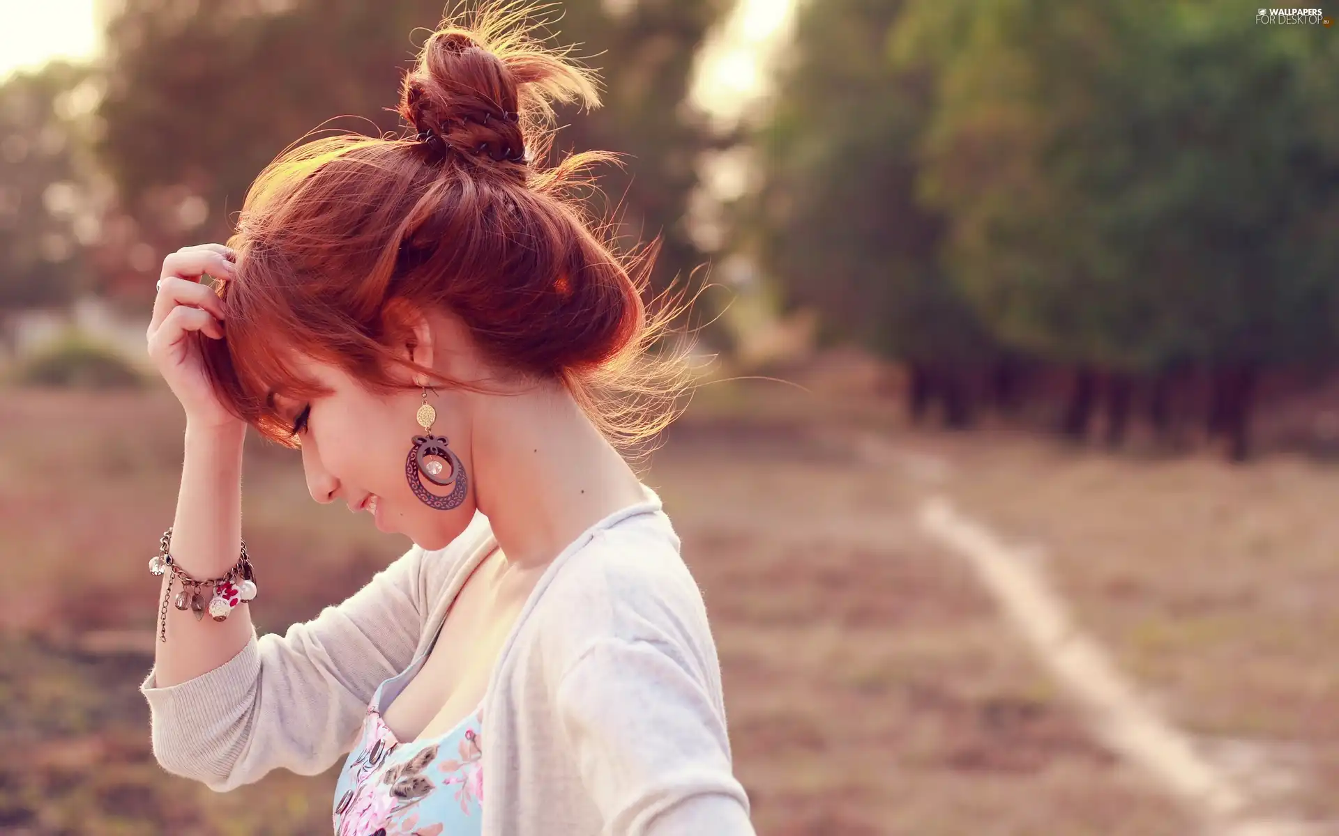 red head, Women, ear-ring, wristlet, Hair, Asian