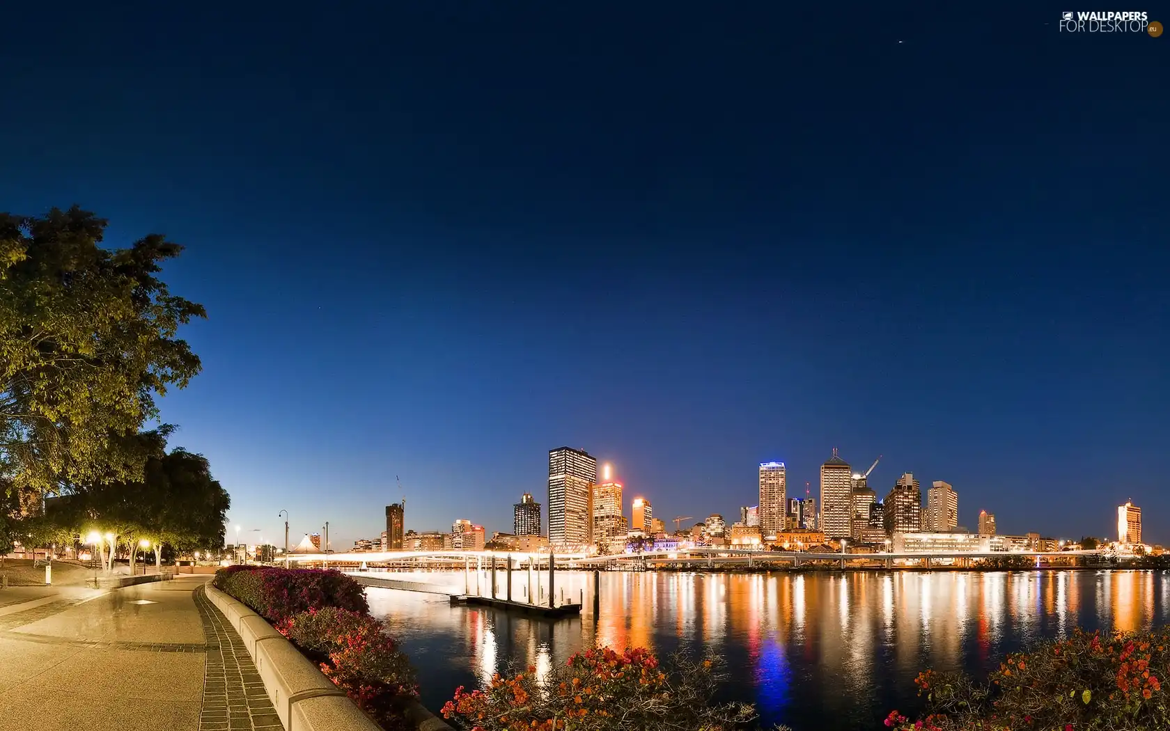 Australia, Night, River, Brisbane