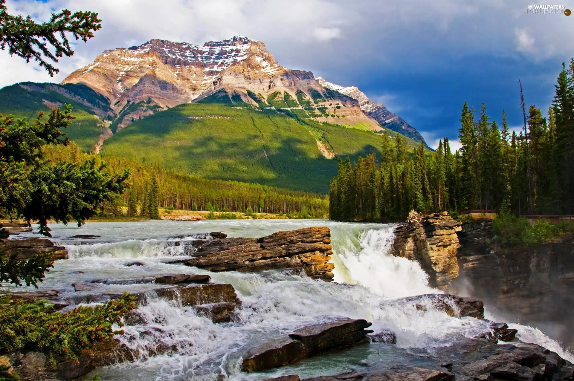 River, Mountains, forest