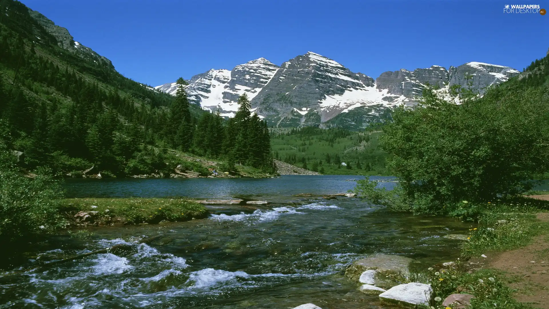 River, Mountains, woods