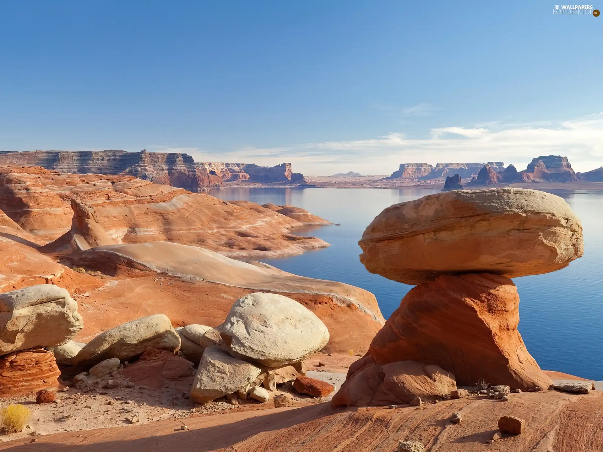 lake, rocks